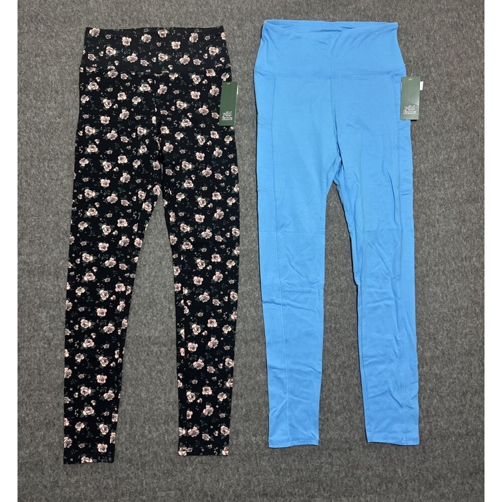 Wild Fable Women's Leggings 2 Pairs Floral Black Blue Small